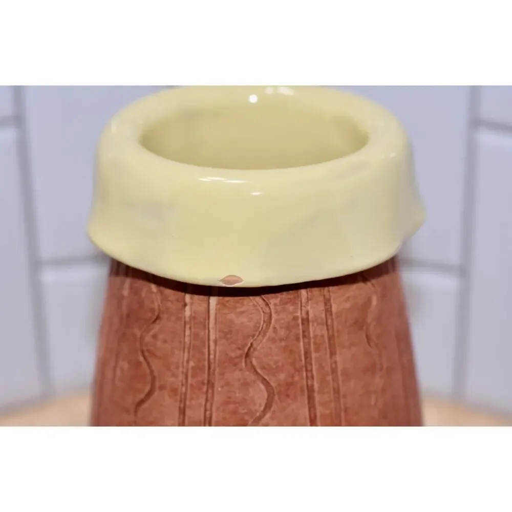 MCM Italian Handmade Studio Art Pottery Ceramic Glaze Rim Fold Vase Number 4028